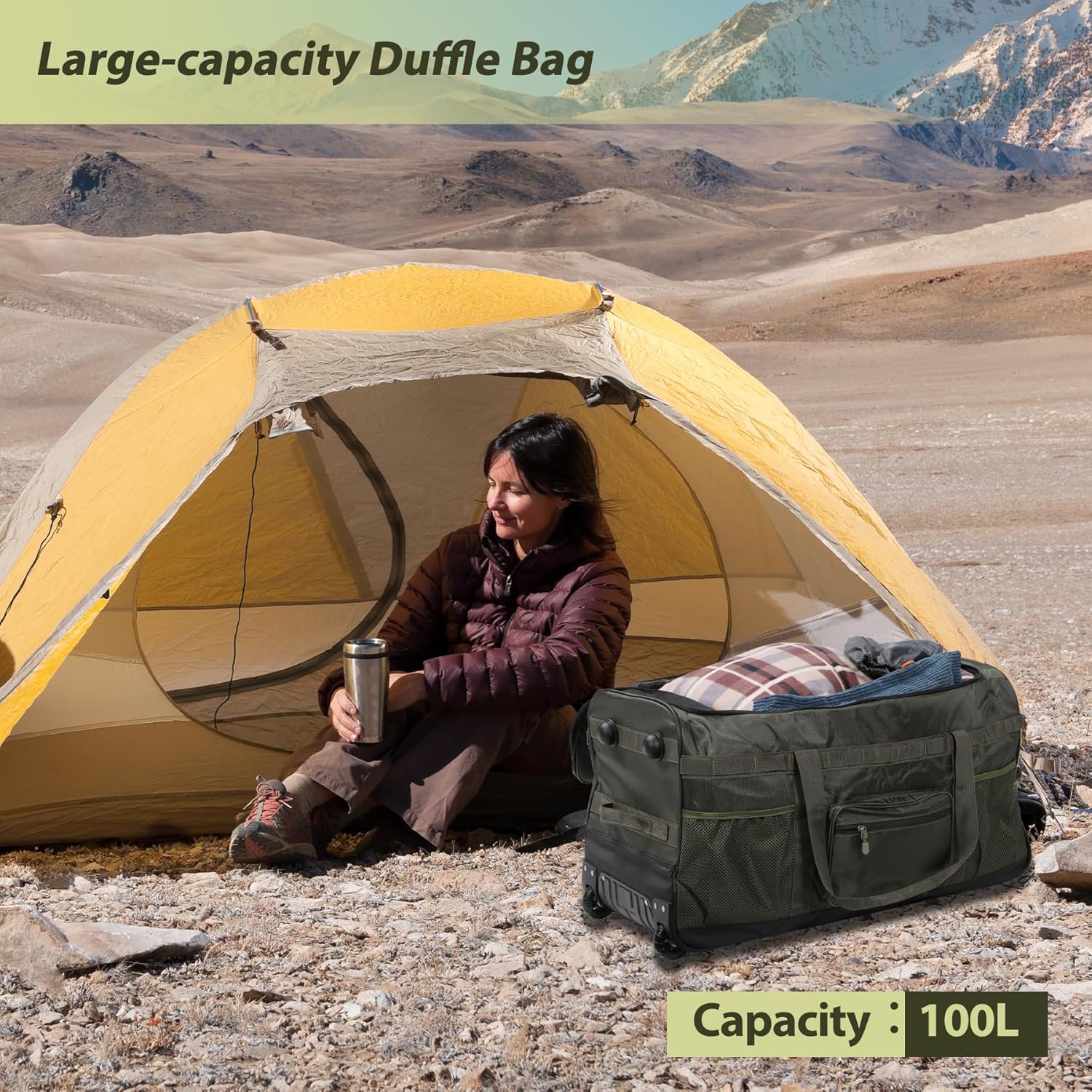 REDCAMP 85L/120L/140L Foldable Duffle Bag with Wheels, Large Travel Duffel Bag - Image 3