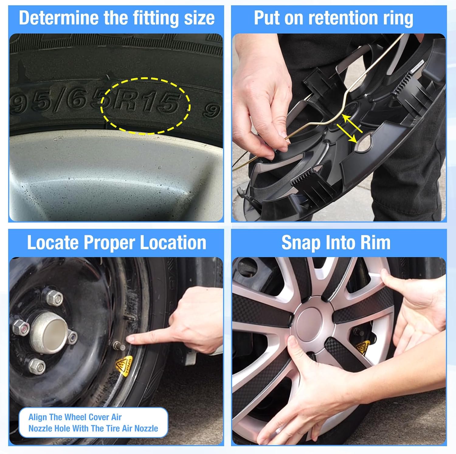 AUTOWIKI 15 Inch Hubcaps for 2010 2011 2012 2013 2014 2015 Toyota Prius Wheel Tire Covers, Wheel Rim Covers for 10-15 Toyota Prius [Only Fit Alloy Wheels] (Set of 4, Black Lacquer)