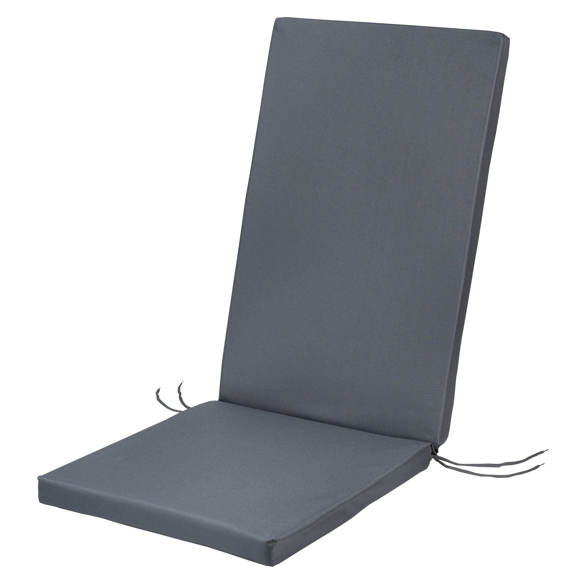 SOFTILLO Waterproof High Back Chair Cushion With Ties 120x45x4cm | Indoors/Outdoors Patio Seat Pad Cushion For Garden Chairs, Loungers, Recliner, Relaxer | Water-Resistant Material |Graphite — image 1