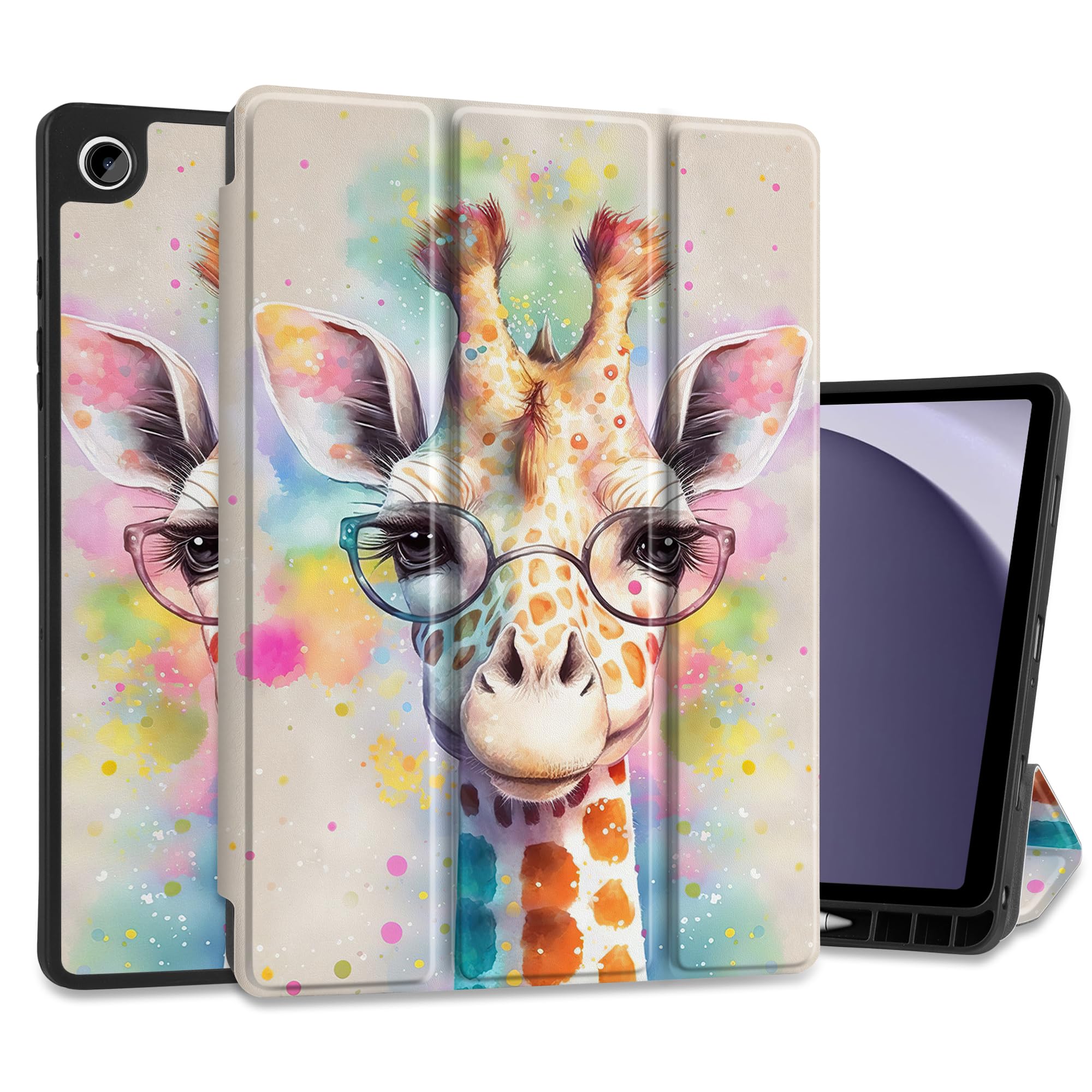 MEEgoodo Case for Samsung Galaxy Tab A11 Plus 2026/A9 Plus 11 inch 2024, A11+ Smart Tablet Cases with Trifold Stand+Soft TPU Back Shell+Smart Auto Wake/Sleep,Giraffe