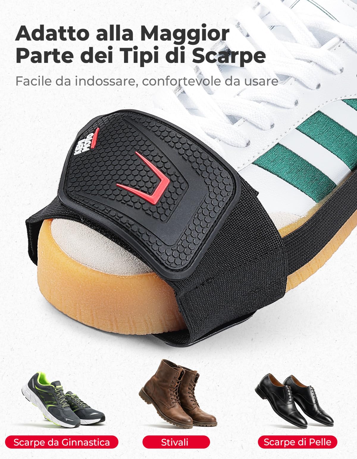 KEMIMOTO Protezione Scarpe Moto, 2 Pezzi Universale Proteggi Scarpa Motociclo con Fascia Elastica Regolabile, Copriscarpe Moto Antiscivolo del Cambio per Tutte le Scarpe