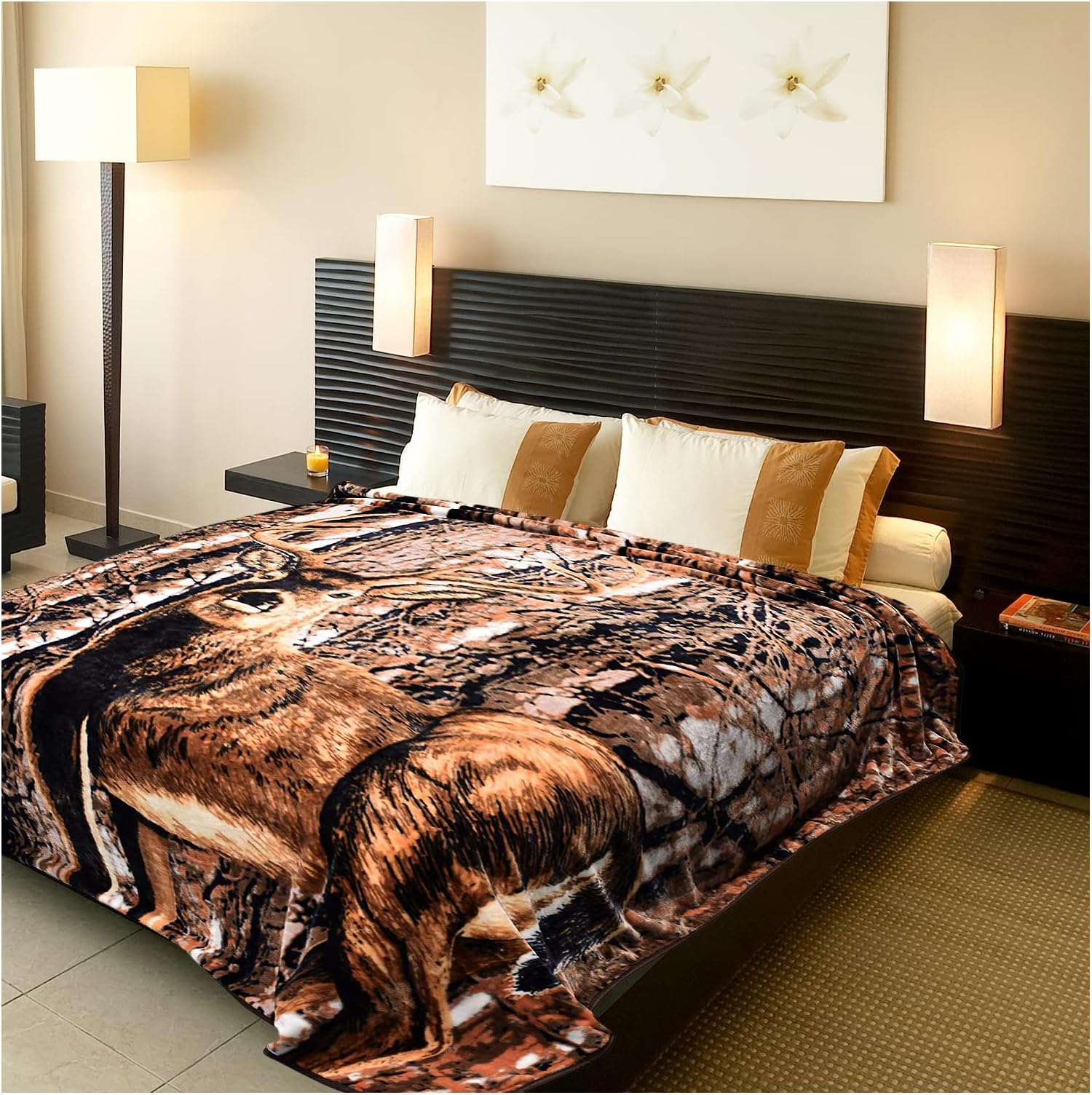 5.3 lbs Deer Blanket Queen Size, Heavy, Thick, and Warm No Lints | Thanksgiving, Christmas, and New Year Gift for Family and Friends | Korean Mink Blanket (75" x 90") , San Marcos Mexican Blanket