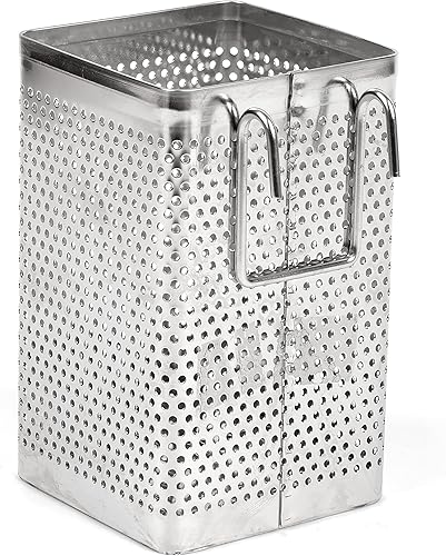 Miniatura 9 de LENITH Soporte perforado para utensilios de cocina con ganchos, almacenamiento de acero inoxidable para organizador apto para lavavajillas (cuadrado