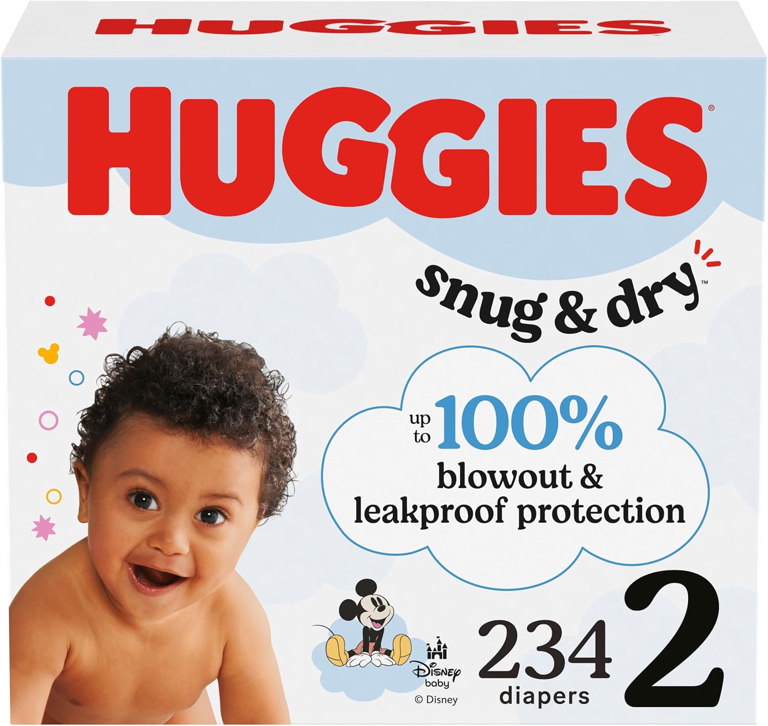 Huggies Size 2 Diapers, Snug & Dry Baby Diapers, Size 2 (12-18 lbs), 234 Count (3 Packs of 78), Packaging May Vary Size 2 234