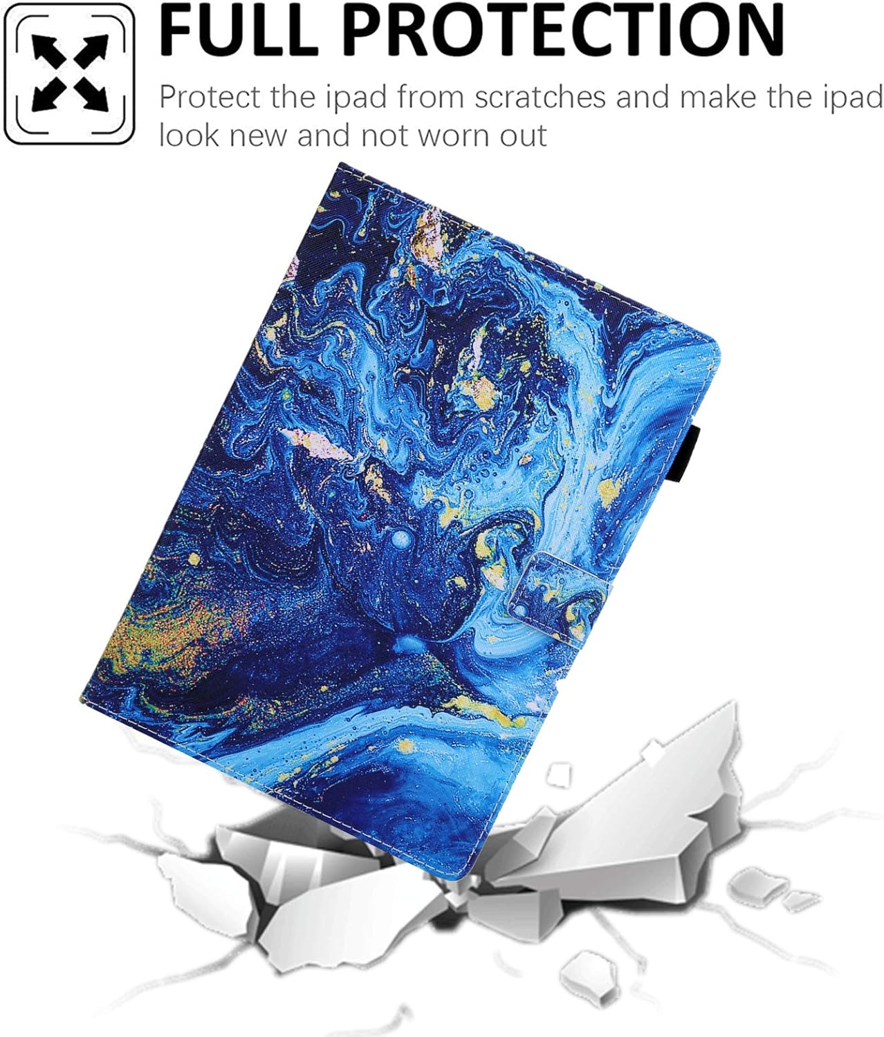 for iPad Air 5th/4th Generation 10.9" 2022/2020 & iPad Pro 11 inch Tablet 4th/3rd/2nd/1st Gen (2022/2021/2020/2018) with Auto Sleep/Wake Stand/Pencil Holder Wallet Cover, Blue Gold Marble
