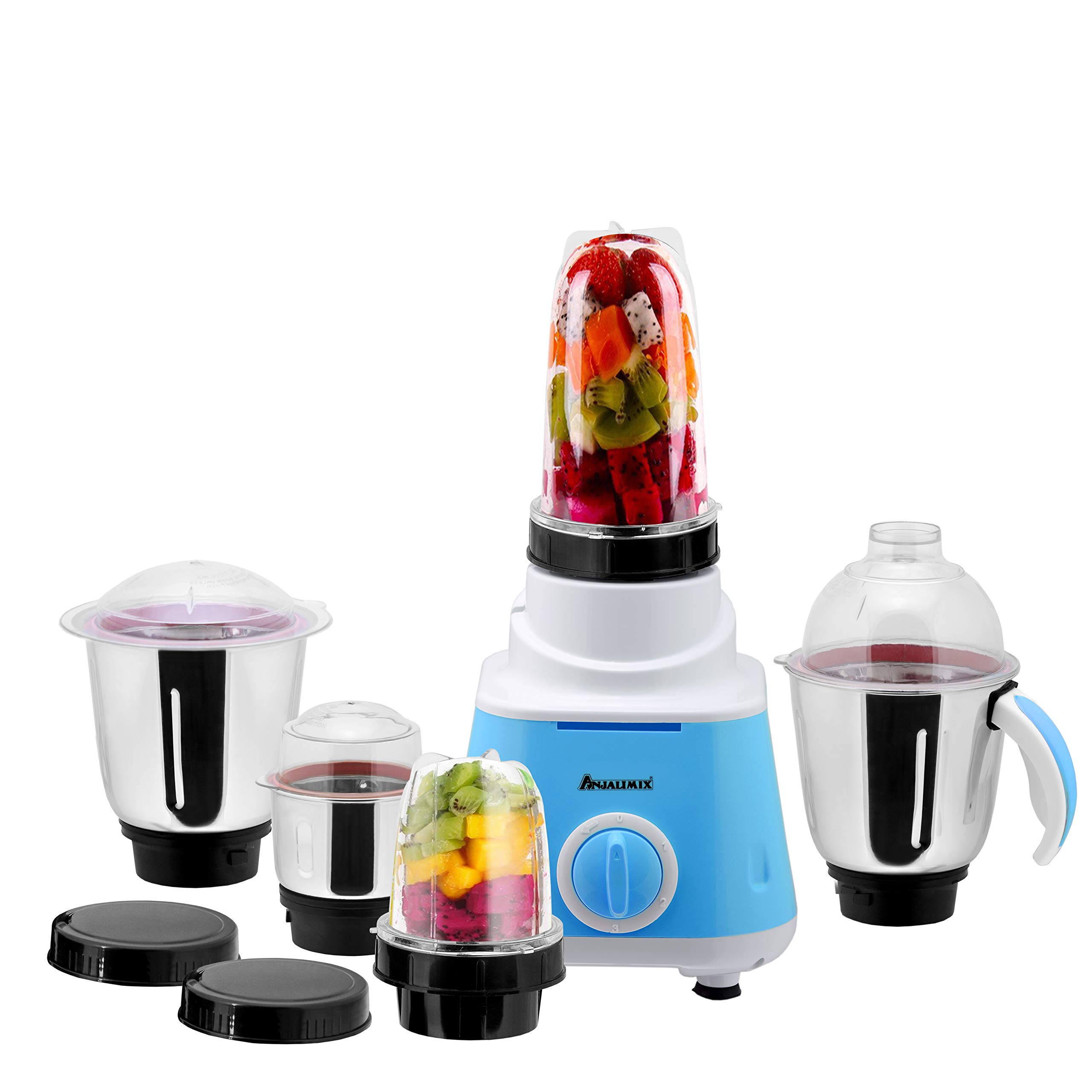 Anjalimix Omega (Blue) 600 Watts Smoothie Maker + Mixer Grinder with 5 Jars