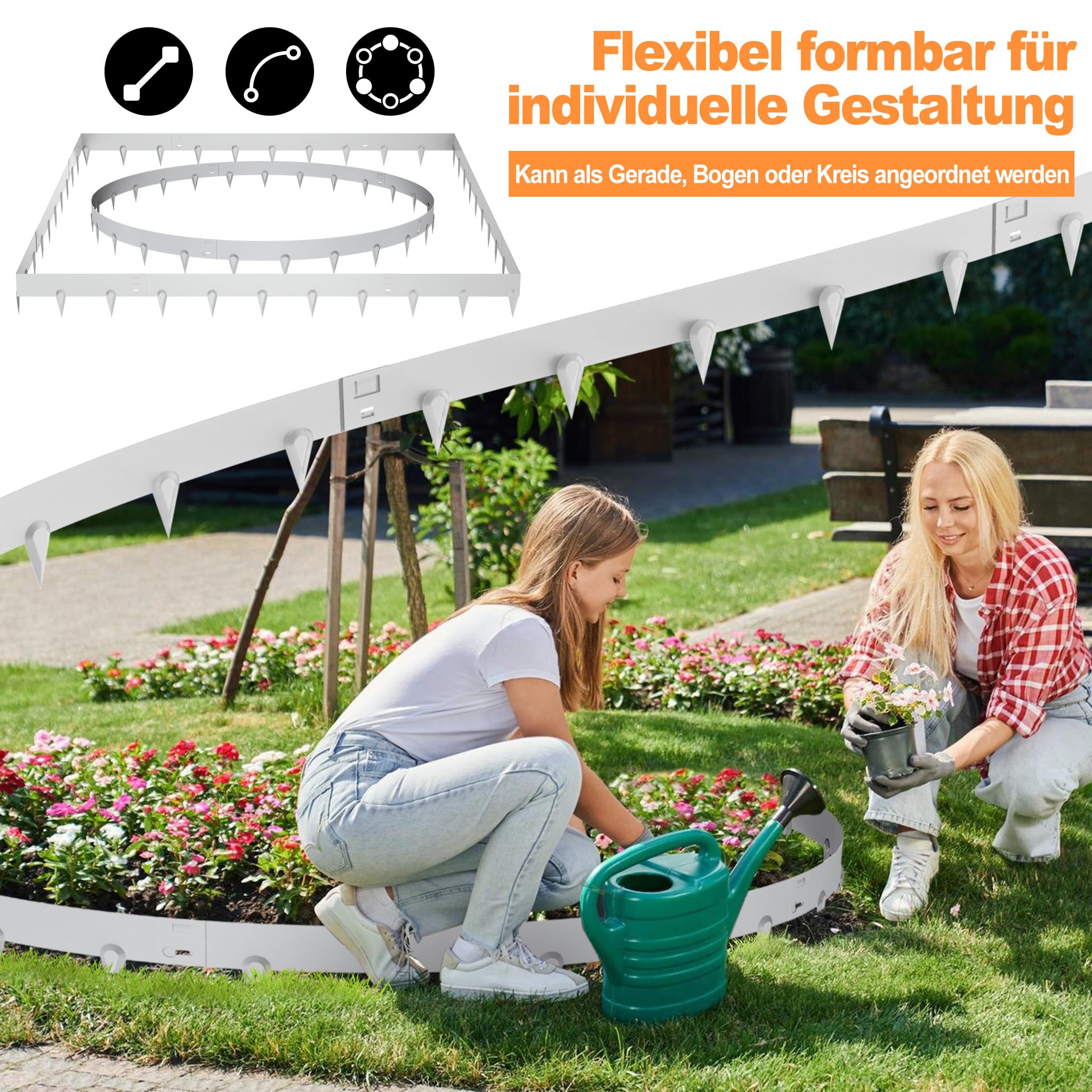 Aufun Flexibele gazonrand, kunststof, 12 m, bestratingsrand, borderrand