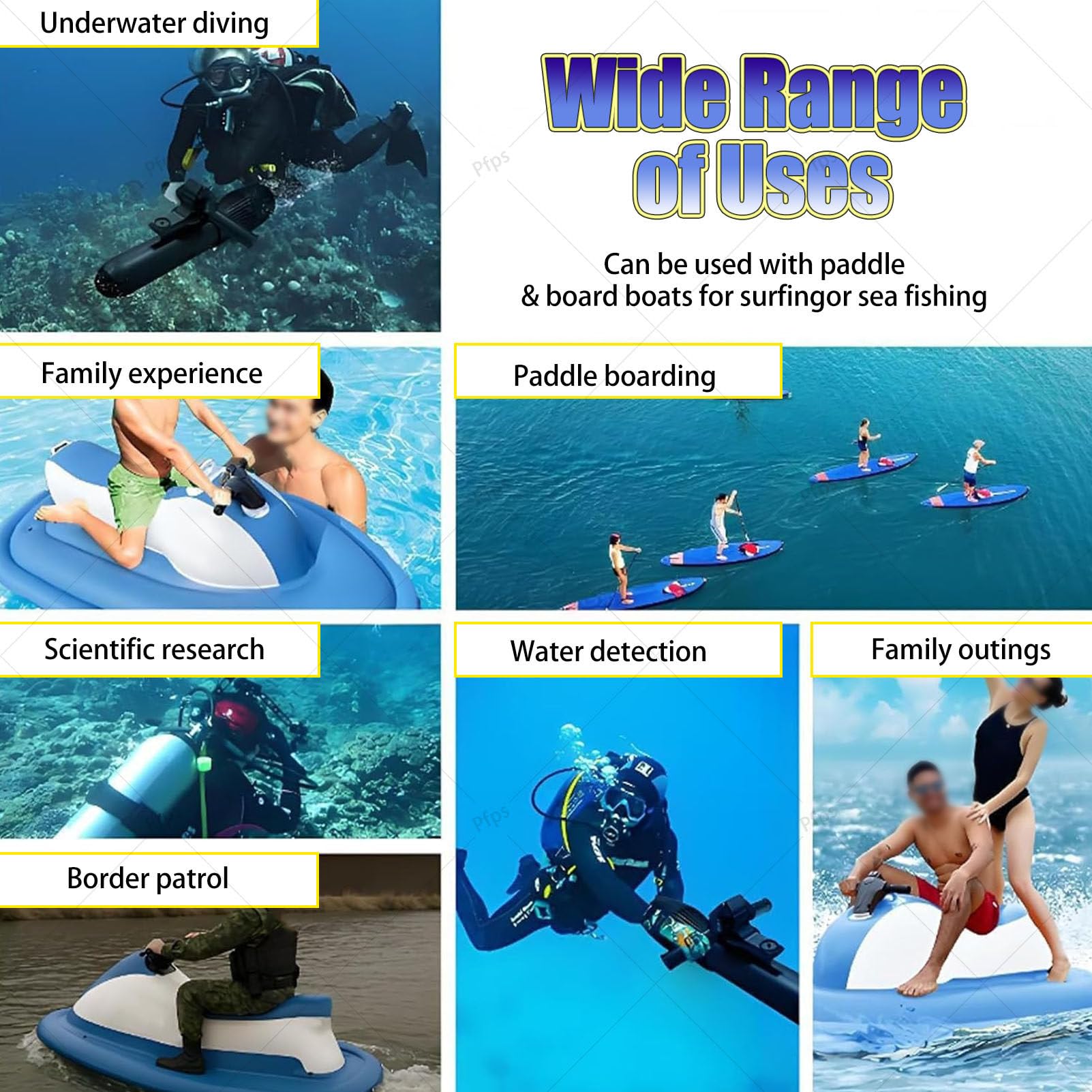 Moto Acuática Eléctrica Hinchable Y Plegable, con Hélice Subacuática De 500 W, Autonomía De 130 Minutos Y Estabilizador Desmontable De Doble Aleta para Practicar Kayak Y Buceo Nothruster