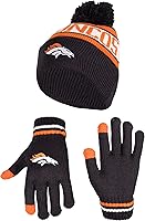 Vista 212 de Ultra Game Gorro de invierno de punto súper suave oficial de la NFL con guantes extra cálidos para pantalla táctil