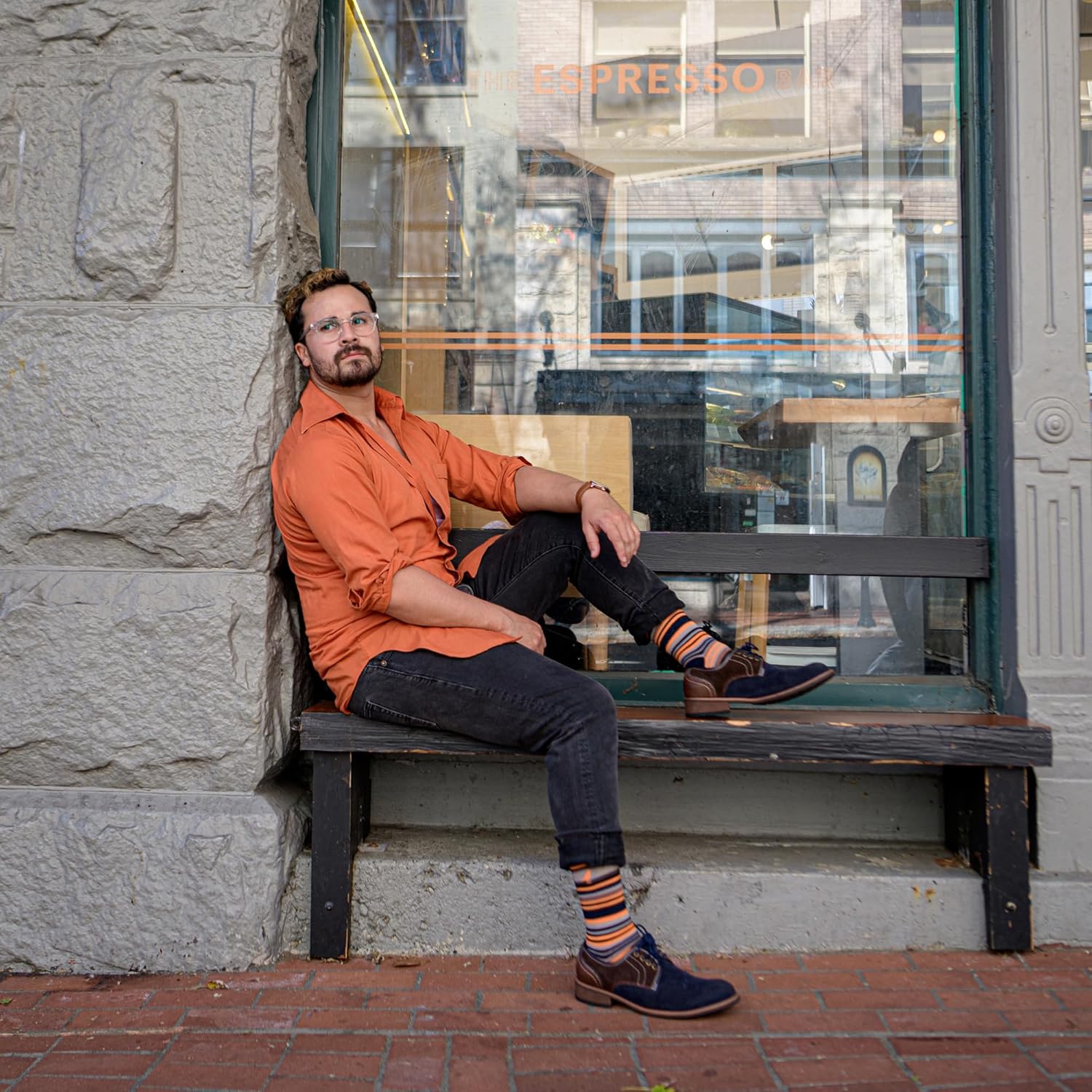 Men’s Cotton Crew Dress Socks – Ultra-Soft, Breathable, Formal Wear – Salmo Stripes - Image 9