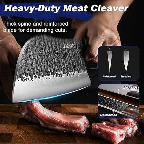 Miniatura 5 de Juego de Cuchillos de Carnicero, 4 PIEZAS Cuchillo de Chef Serbio Forjado a Mano de Alta Resistencia, Cuchillo de Carne, Cuchillo de Deshuesado,