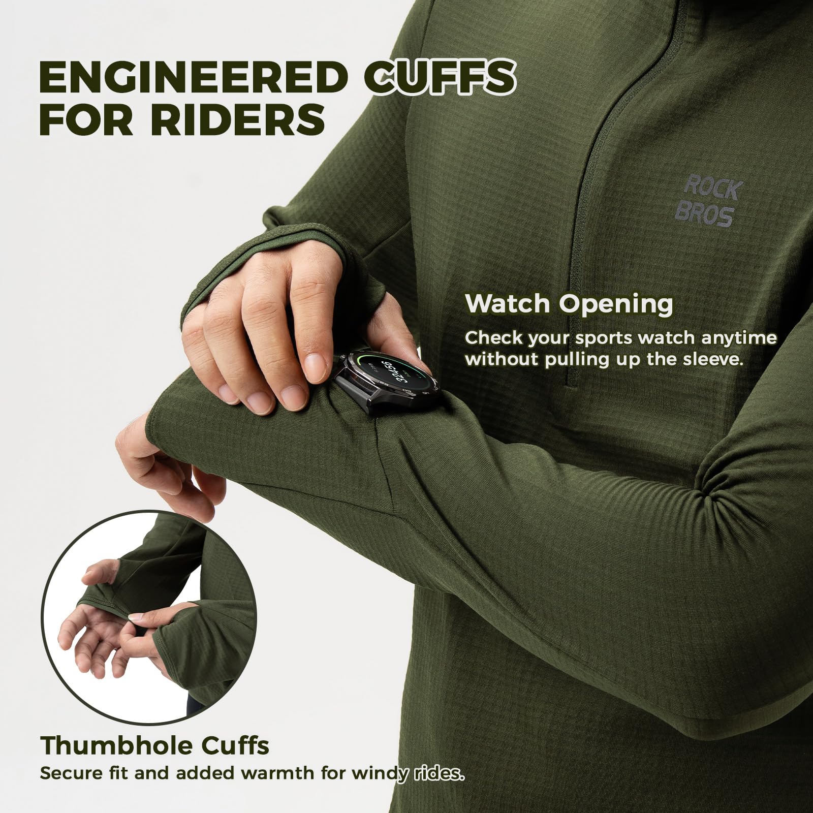 ROCKBROS Maglia da Ciclismo Invernale Uomo a Maniche Lunghe, Magliette Bici Termico e Antivento, Traspirante ad Asciugatura Rapida, con 3 Tasche, per Bici da Corsa MTB