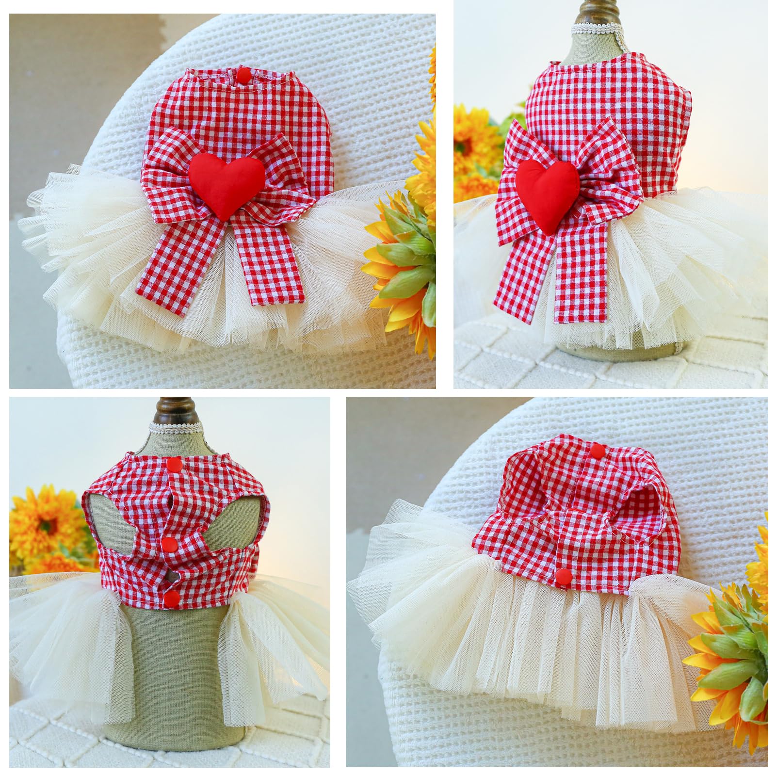 Robe pour Petit Chien Rouge XL Coton/Polyester Printemps/Été Femelle Princesse Chien Jupe Robe