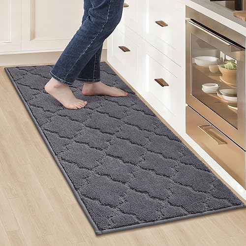 Miniatura 110 de COSY HOMEER Tapetes suaves de cocina para el frente del fregadero, alfombras súper absorbentes y tapete antideslizante de 20 x 59 pulgadas, lavable