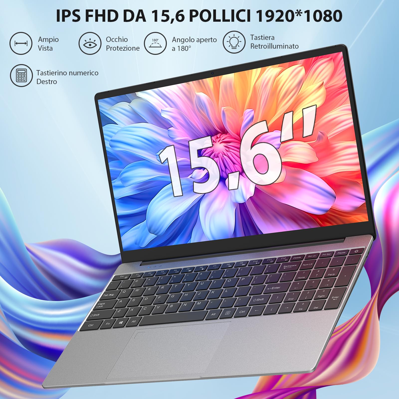 MAXLEGEN PC Portatile 15,6", 16GB RAM 512GB SSD N95(Fino a 3,4 GHz) Computer Portatile, 2.4G/5G WiFi, BT5.0, Type C, USB3.0, Tastiera Numerica Dimensione Piena Per Ufficio, Mouse incluso
