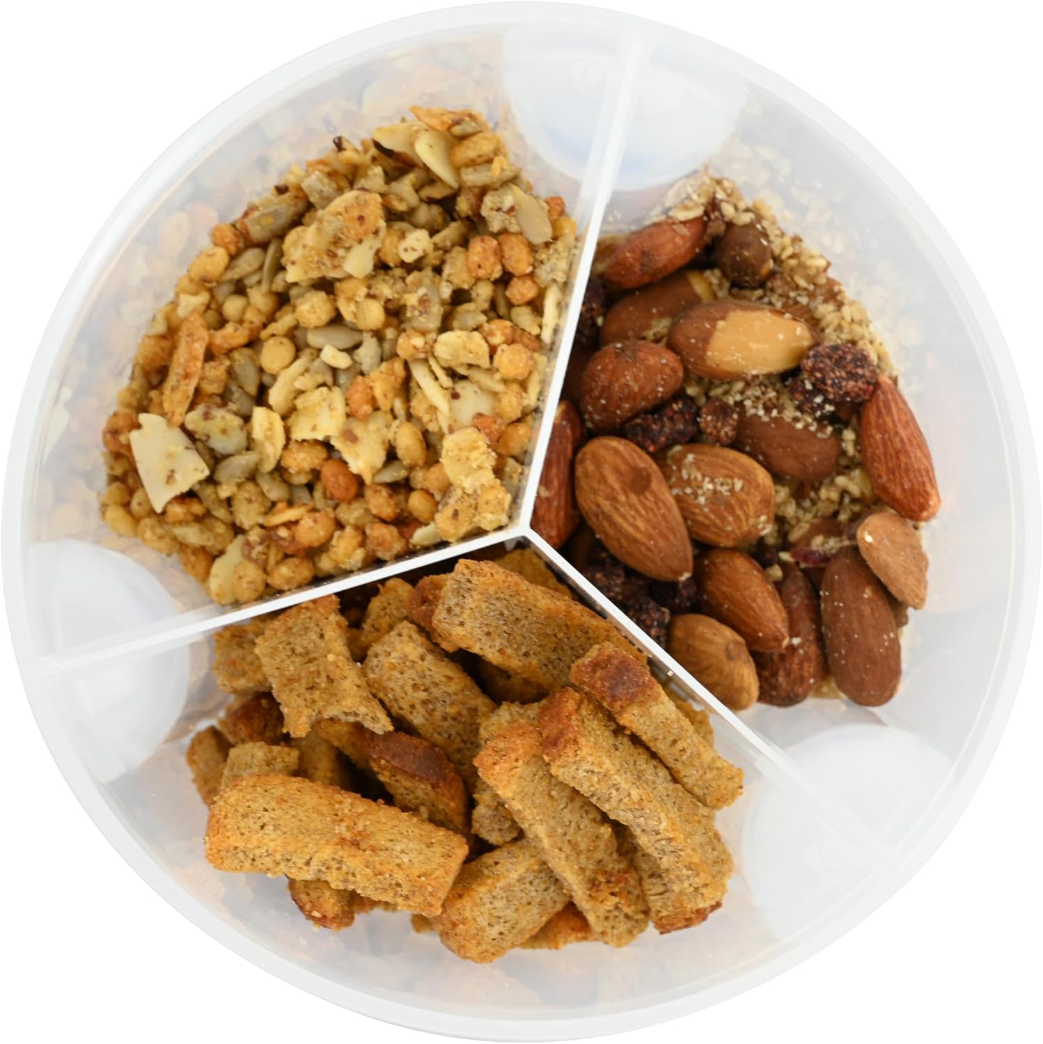 Skywin Divided Snack Containers, 3 Slot Fun & Functional Compartment Snack Containers, Travel Friendly, Easy to Use & Clean, Encourages Healthy Eating (Clear) image 2