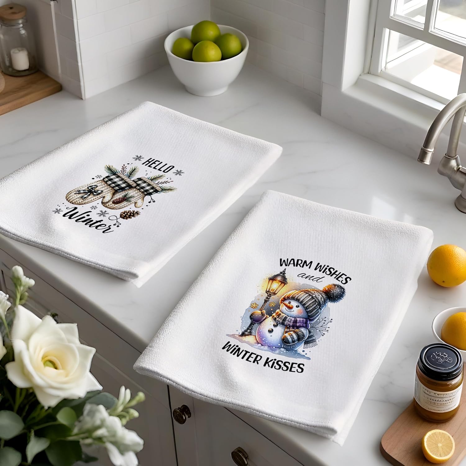 雪だるま手袋 キッチンタオルギフトセット 面白いクリスマス クリスマス装飾 冬 ハローウィンタースノーマン ハンドタオル キッチンバ