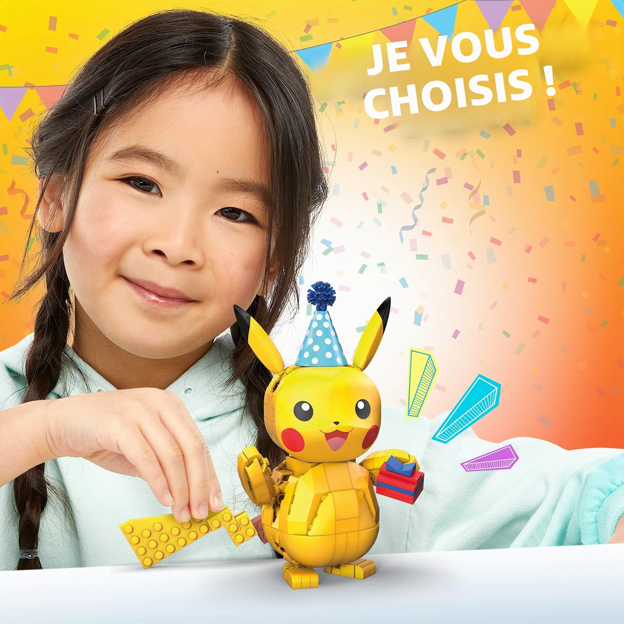 Mega Construx Pokemon Pikachu Celebration à Construire, Jeu de Briques de Construction, 280 pieces, pour Enfant das 7 ans, GWY76 Exclusivité sur Amazon