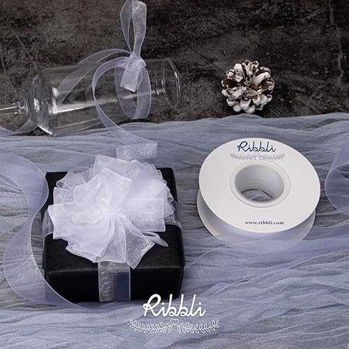 Miniatura 4 de Ribbli Cinta de organza blanca, 12 pulgada x 50 yardas, cinta blanca transparente para envolver regalos, envoltura de galletas, decoración de boda,