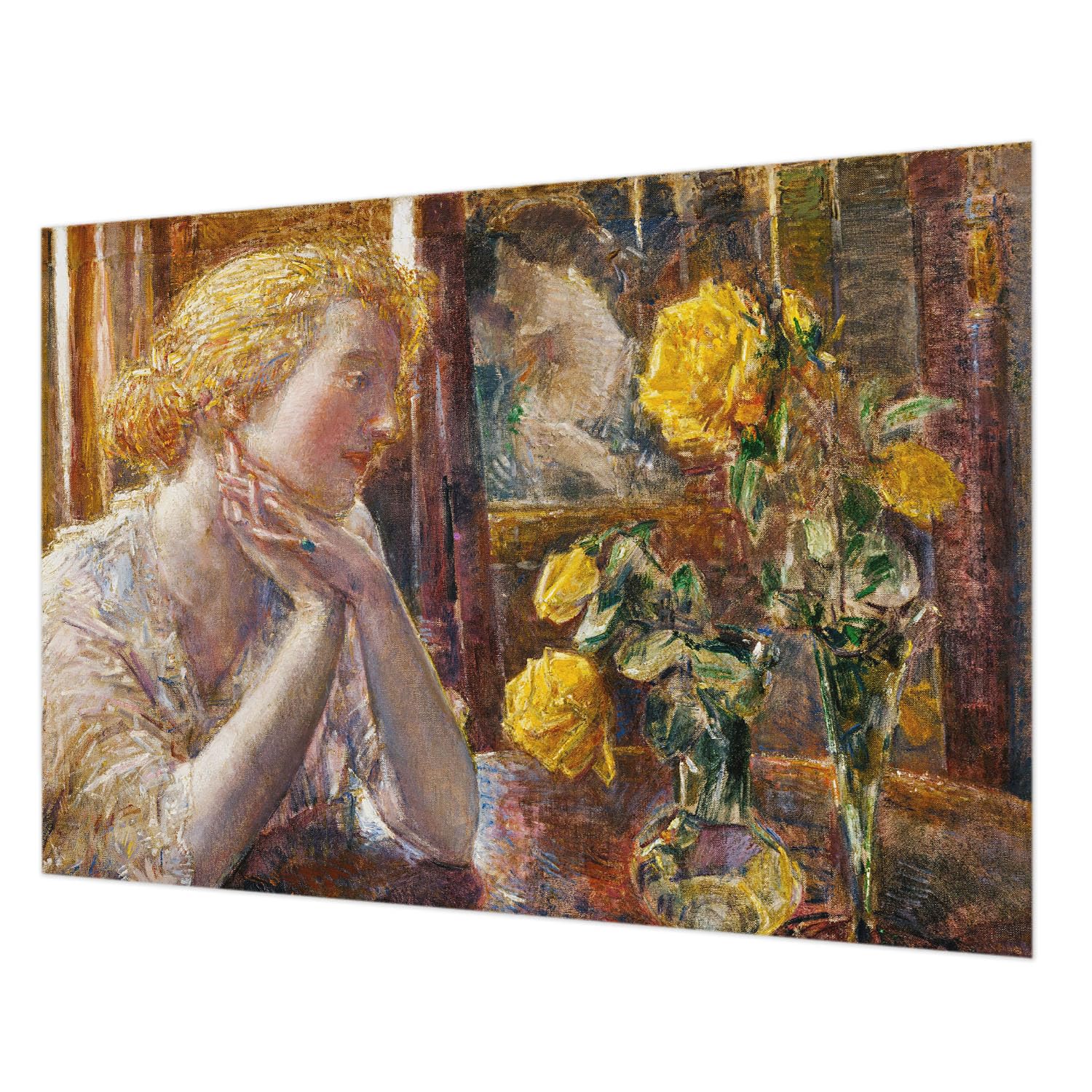 Décor mural intissé grand format salon salon motif Femme aux roses