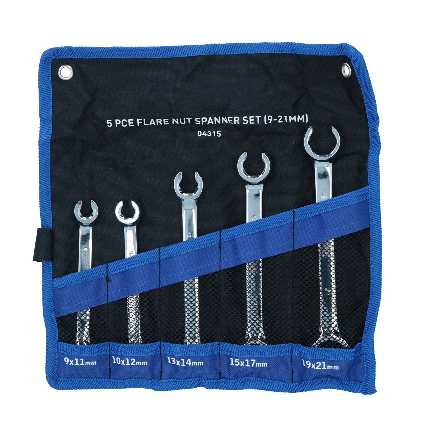 AB Tools Chiave chiave metrica per tubo del carburante del freno a gas con dado svasato 9 mm - 21 mm Set da 5 pezzi