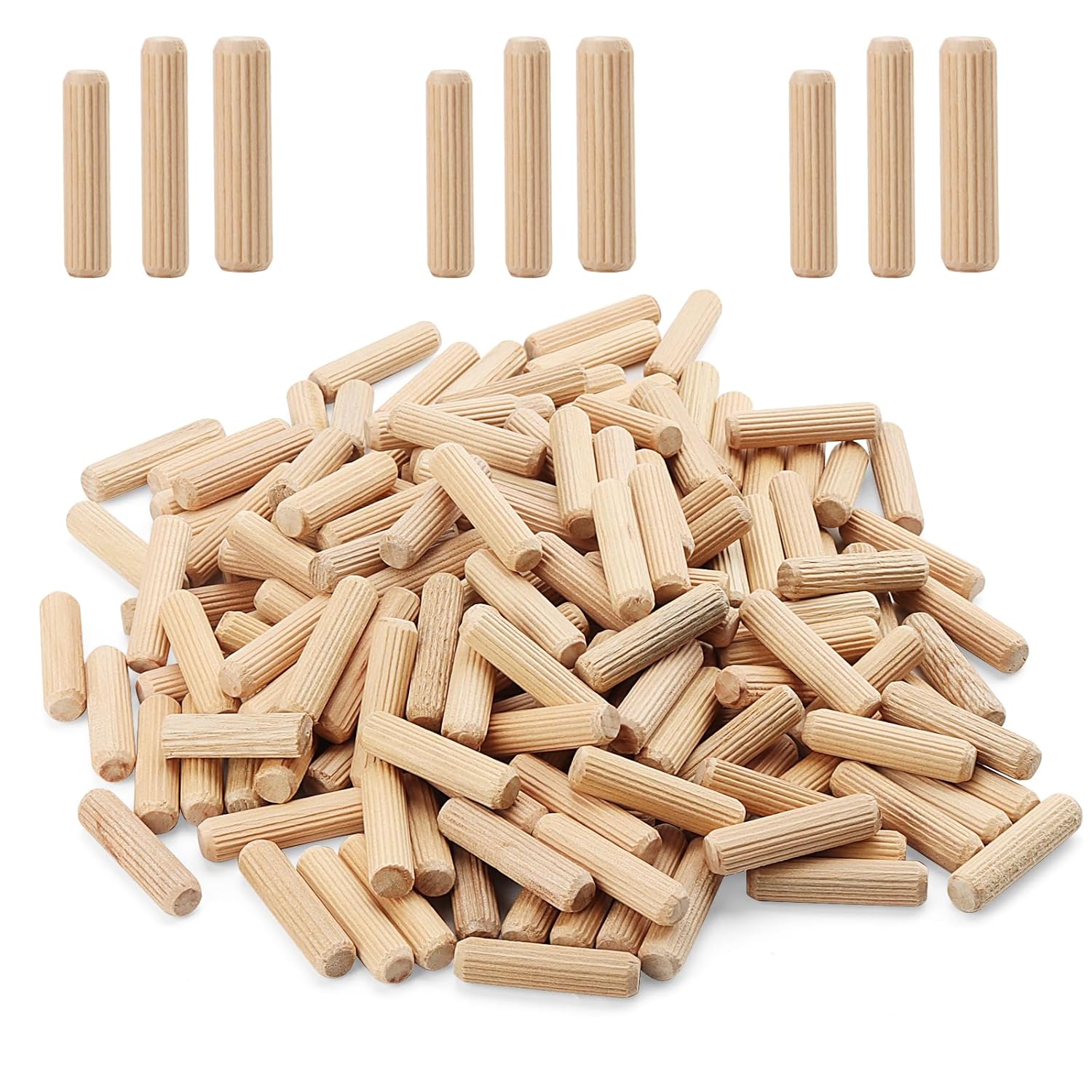 ZEONHAK 450 PCS 3 Size Wooden Dowels Pins, 6mm 8mm 10mm Wood Plugs