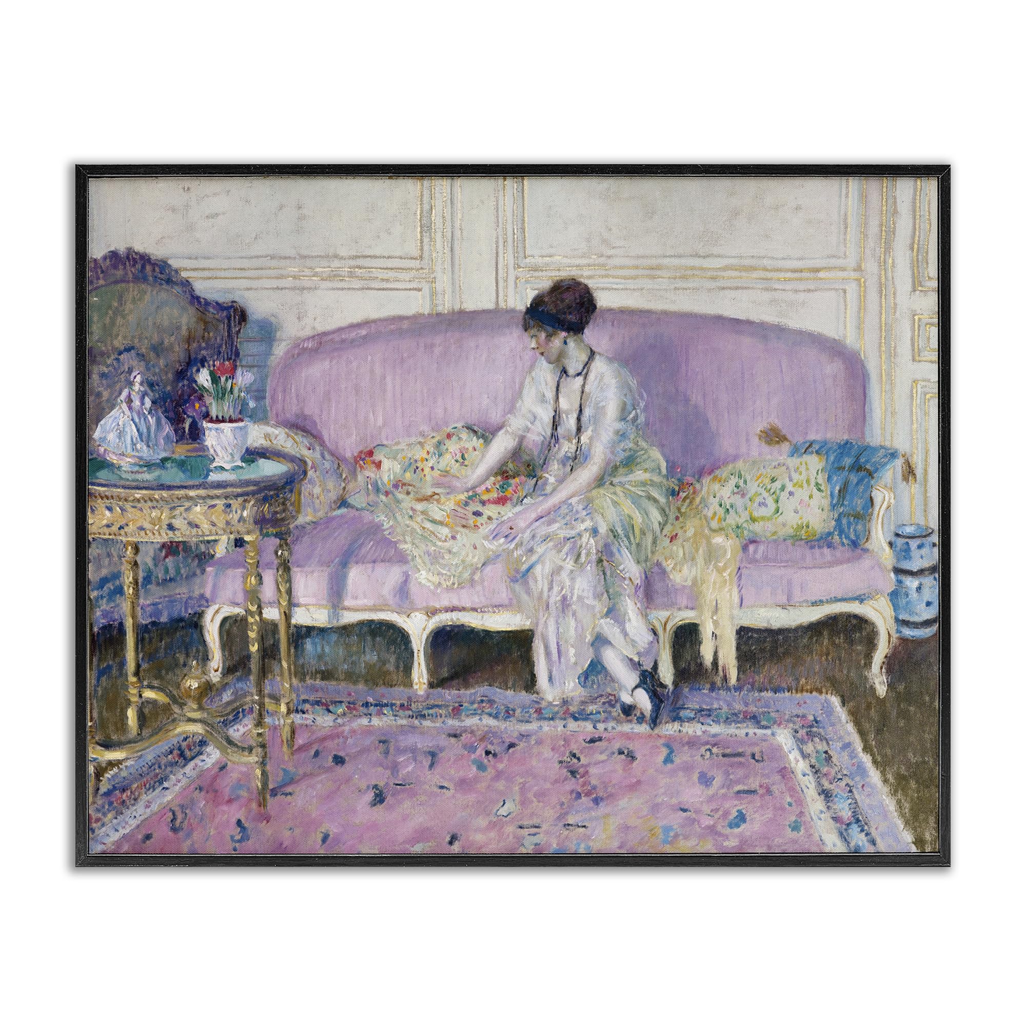 Tableau femme assise sur un canapé Stupell Industries pour un salon moderne chic