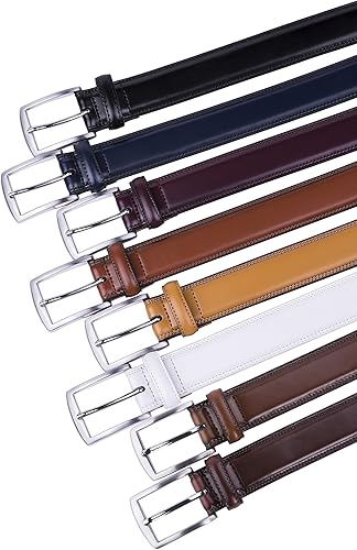 Miniatura 6 de Fabio Valenti Cinturones de vestir de cuero genuino para hombres - Cinturón para hombre para trajes, jeans, uniforme con hebilla de una sola punta