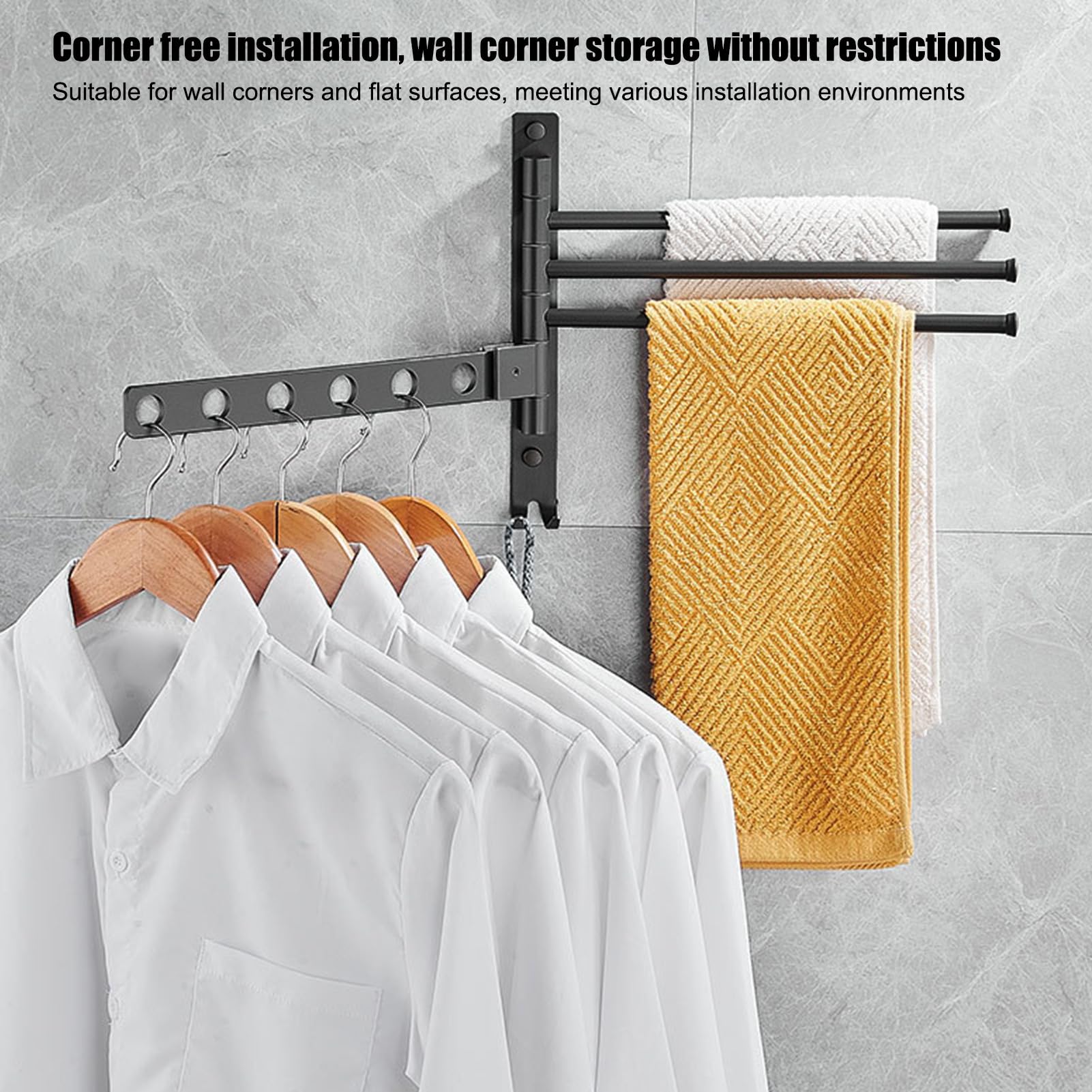 Portasciugamani da bagno Organizer Appendini Girevole In Alluminio | Portasciugamani Da Bagno Girevole A 4 Bracci Bagno, cucina, lavanderia, palestra, doccia, hotel, appartamento, balcone