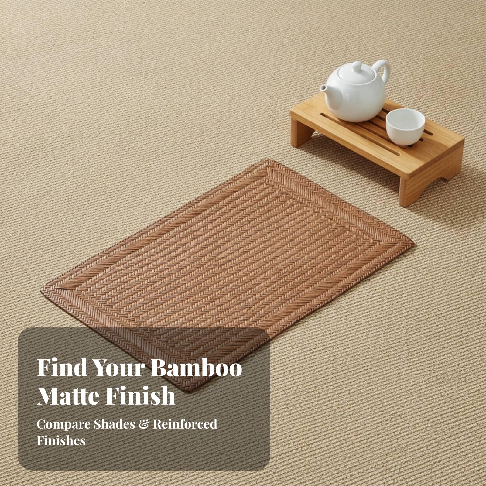 Thé en Compact | Faible épaisseur, Tapis Thé Tressé à la Main, Lavable, Tapis Service Tissu Xiangyunsha, Style A