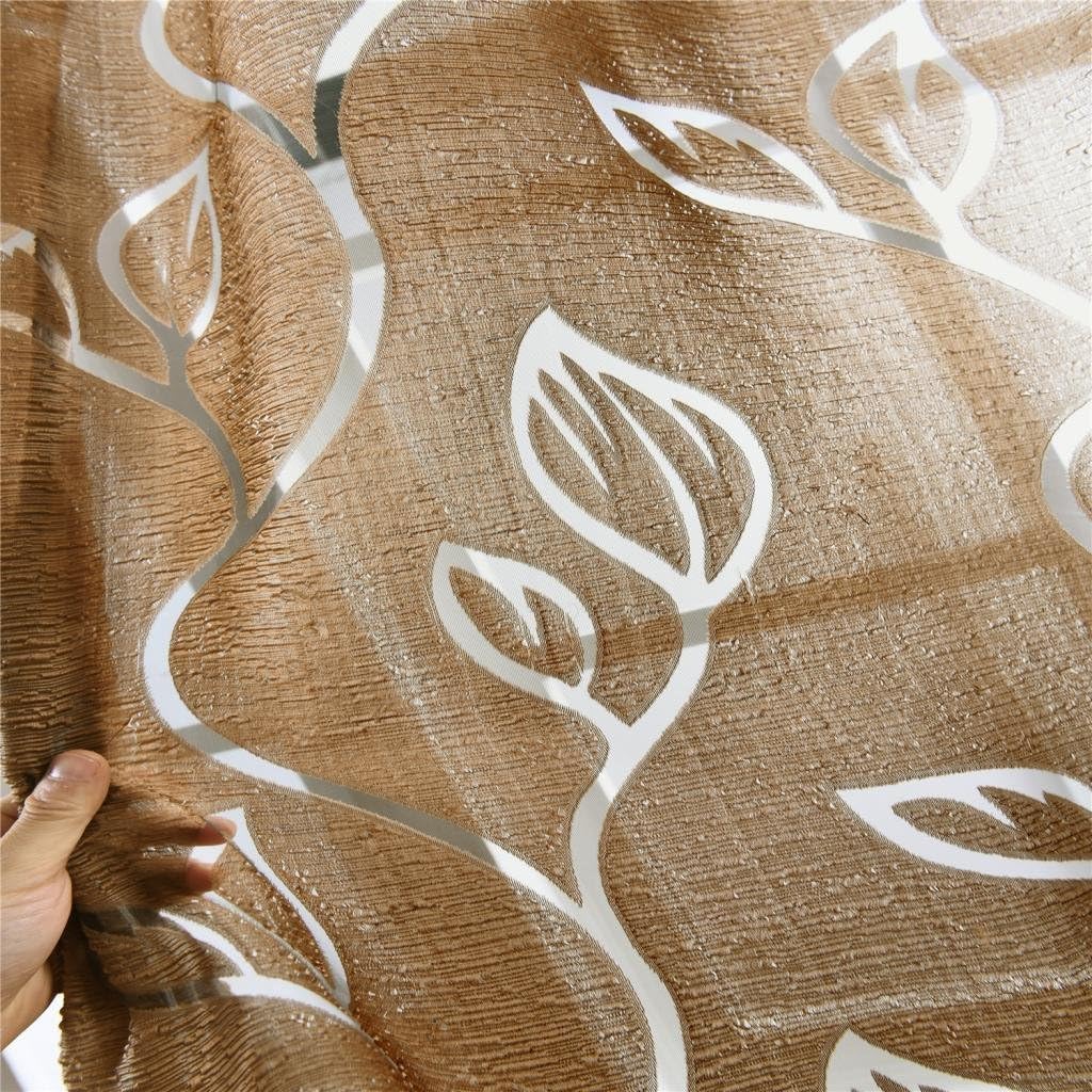 Enakshi® 100 * 250cm Shadow Coffee Leaves Bubble Snuff Sheer Voile Tulle Curtain Coffee|Home & Garden | Window Treatments & Hardware | Curtains Drapes & Valances