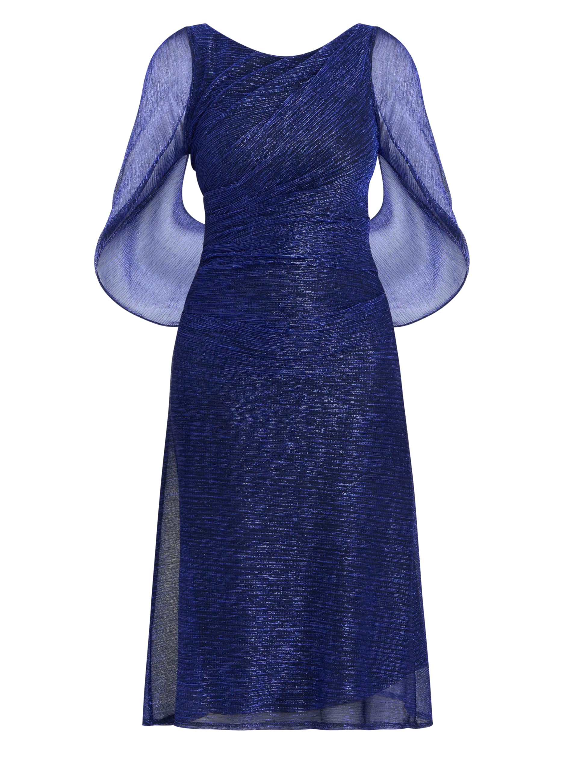 Gina Bacconi Women's Metallic Knit Dress Cocktail, Cobalt, 22