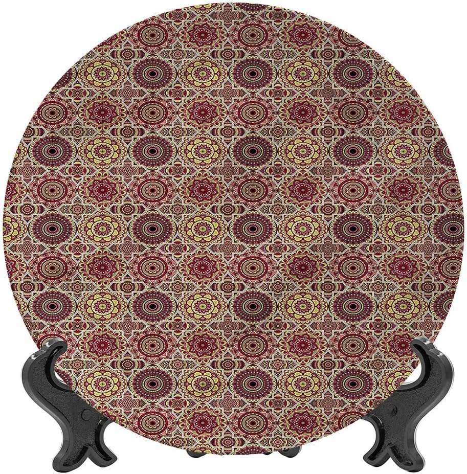 XISUNYA 10 Inch Fleur De Lis Pattern Ceramic Hanging Decorative Plate,Heraldic Coat of Arms Round Porcelain Ceramic Plate for Dining Table Setting, Wedding Reception Decorations, Christmas Tablescape