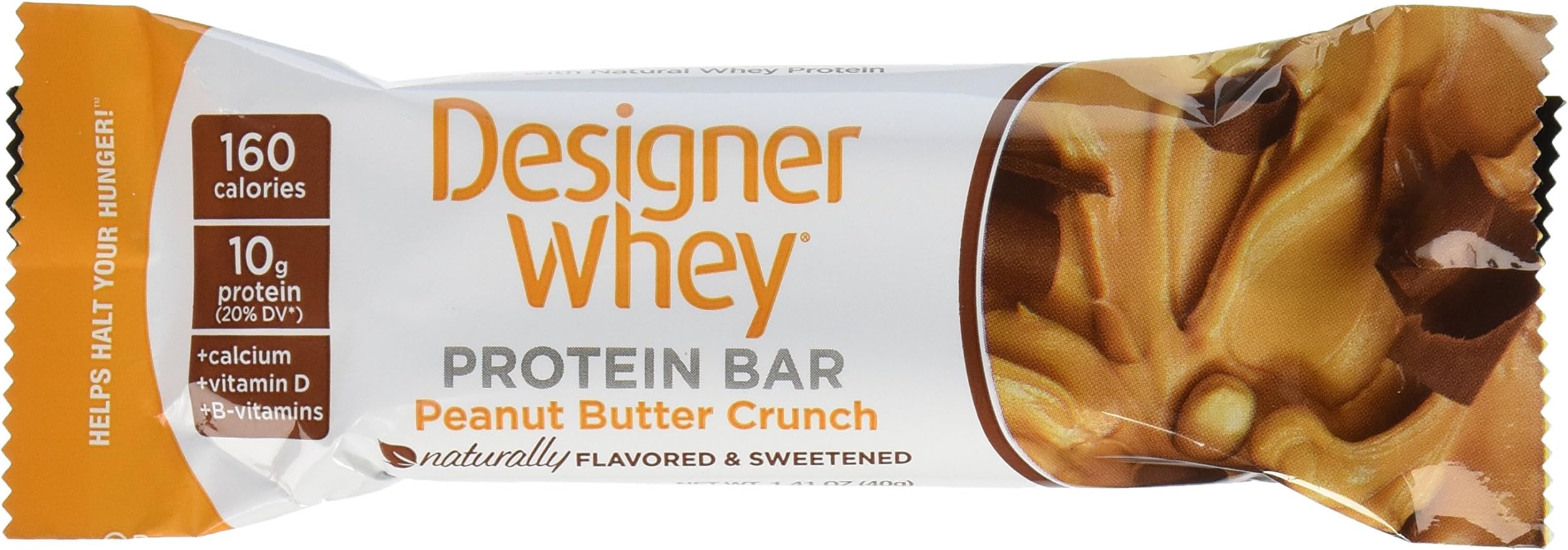 Designer Whey Protein Bars, Peanut Butter Crunch, 40 Grams,12 Count