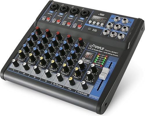 Vista 8 de Pyle Mezclador de audio profesional, consola de escritorio, sistema de escritorio, interfaz digital USB Bluetooth MP3 entrada de computadora 48 V