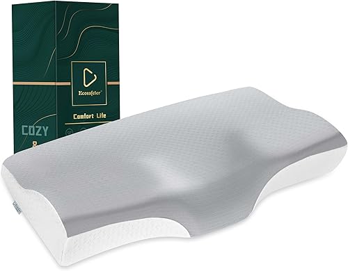Almohada de contorno de espuma viscoelástica para dolor de cuello y hombros, almohada ortopédica ergonómica de apoyo cervical para personas que