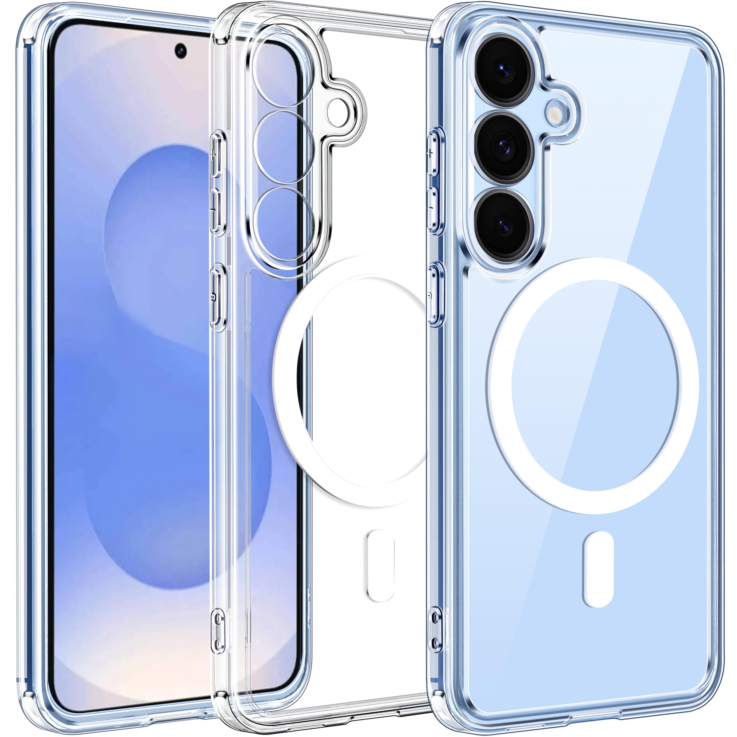 ivoler Magnetic Case for Samsung Galaxy S25 Plus 5G 6.7” [Compatible with Magsafe] [15 FT Military Grade Protection] Magnetic Charger Case Bumper for S25 Plus, Slim Phone Bumper Cover- Clear