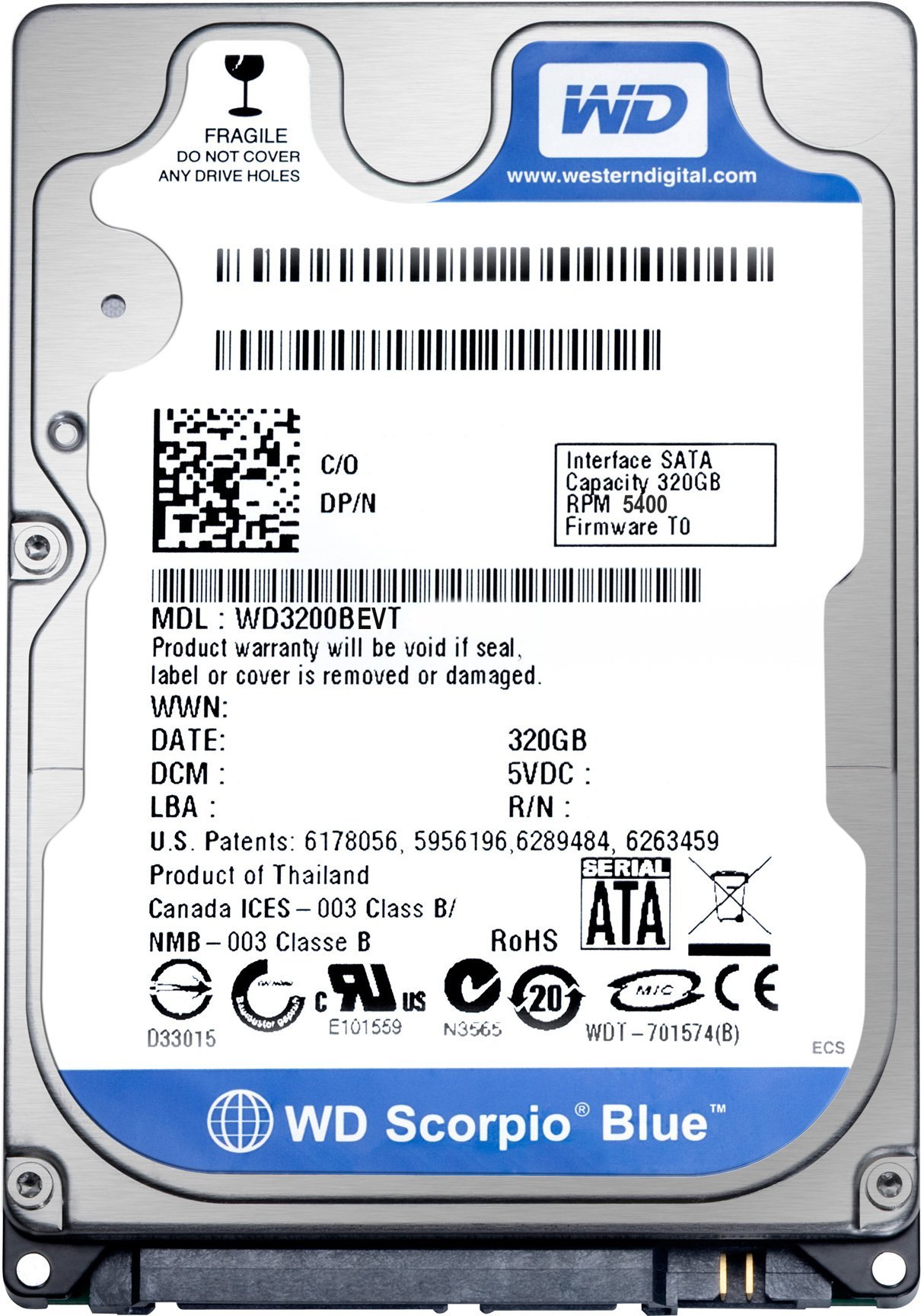 Western Digital WD5000BEVT Scorpio Blue 500GB Hard-Disk interno (6,4 cm (2,5 pollici), 5400RPM, 8MB Cache, SATA)