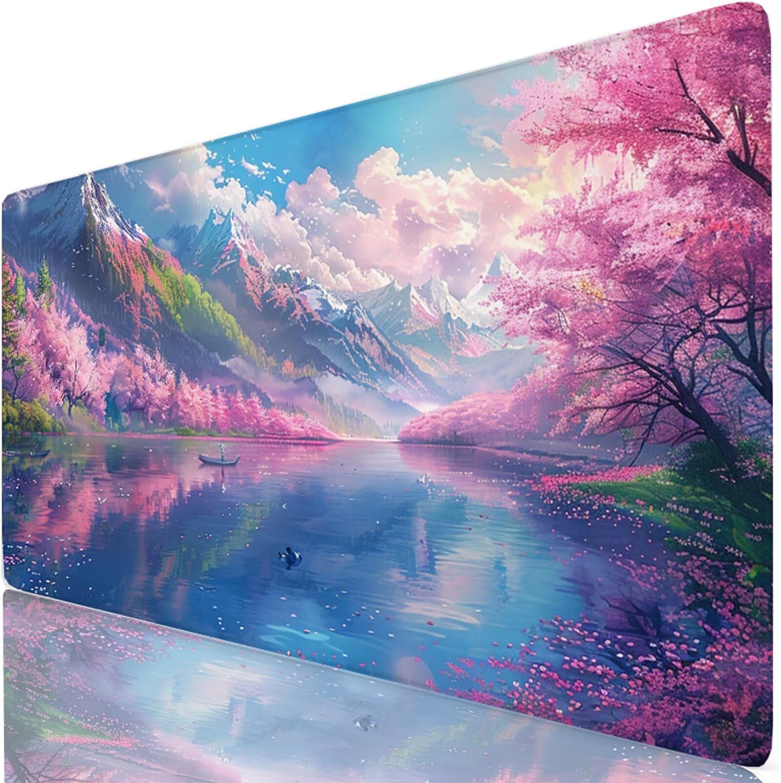 Paisaje Alfombrilla Ratón XXL 150x80 cm Mouse Pad Grande Gaming Lago Alfombrilla Escritorio Antideslizante, Protector de Mesa para Ordenador y Teclado, Alfombrilla Gamer con Bordes Cosidos W6-387