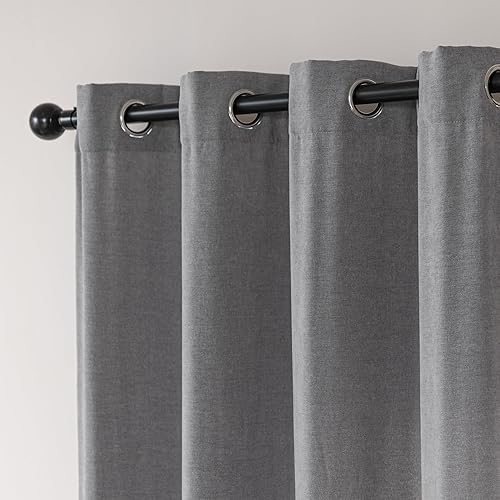 Miniatura 2 de Tienda Basics Cortinas semiopacas de felpilla con tejido de diamante para dormitorio y sala de estar, juego de 2 piezas con ojales, 52 pulgadas de