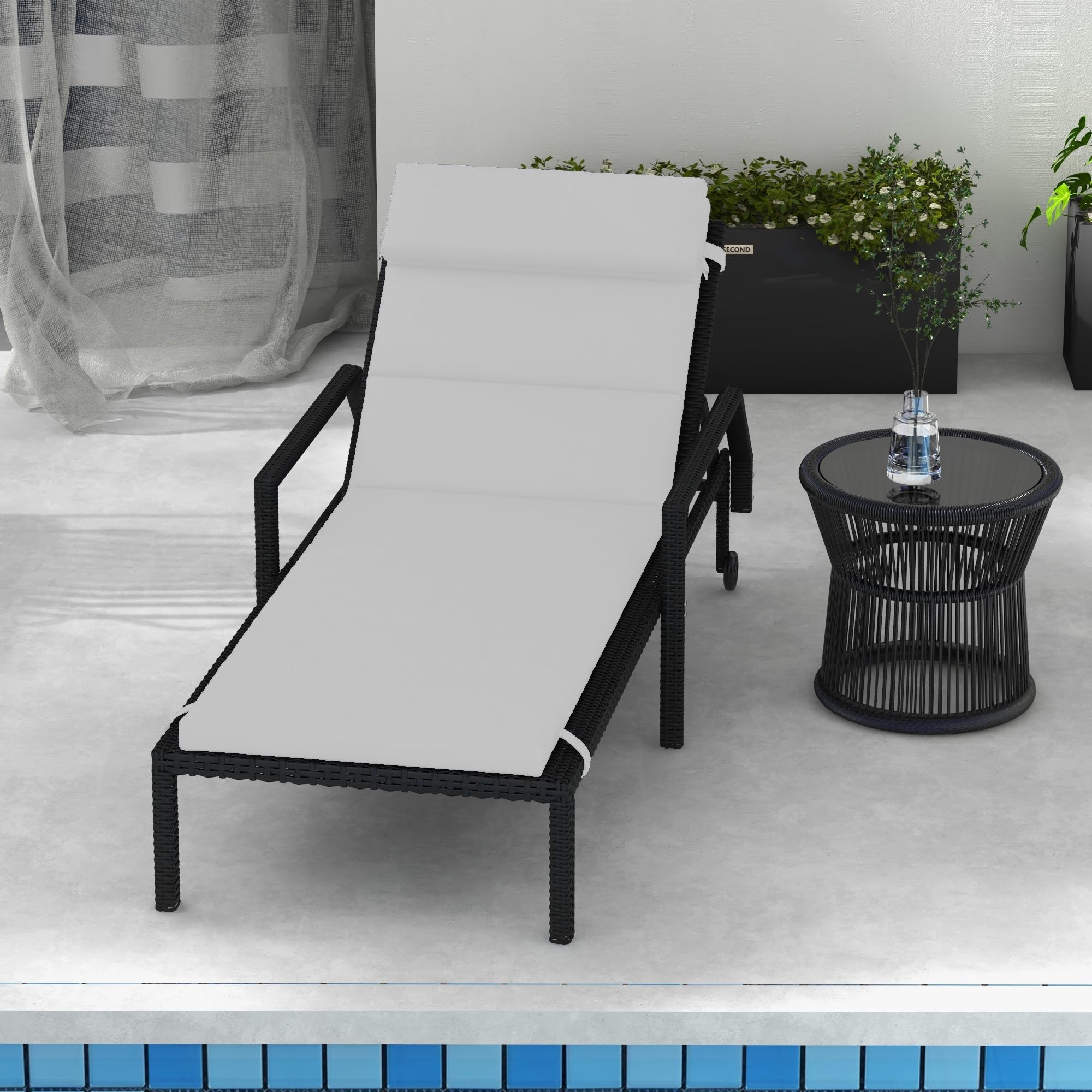 Outsunny Cojín para Tumbona 196x63x6 cm Colchoneta para Tumbona de Algodón con Tela Hidrófuga Cojín de Asiento y Respaldo para Jardín Terraza Balcón Gris Claro