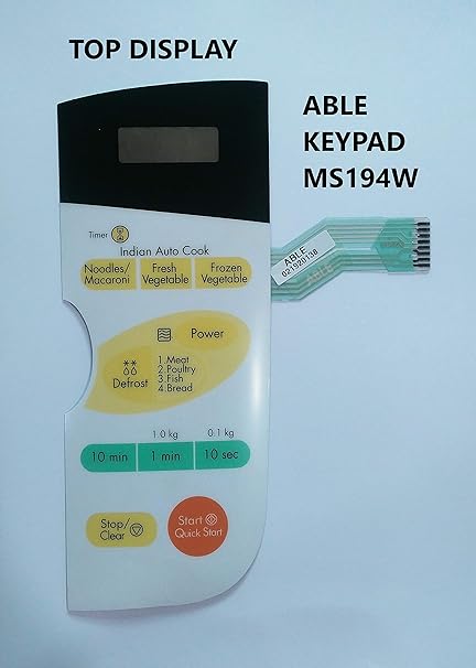 ABLE MS-194W Microwave Oven Membrane Keypad (Top Display)