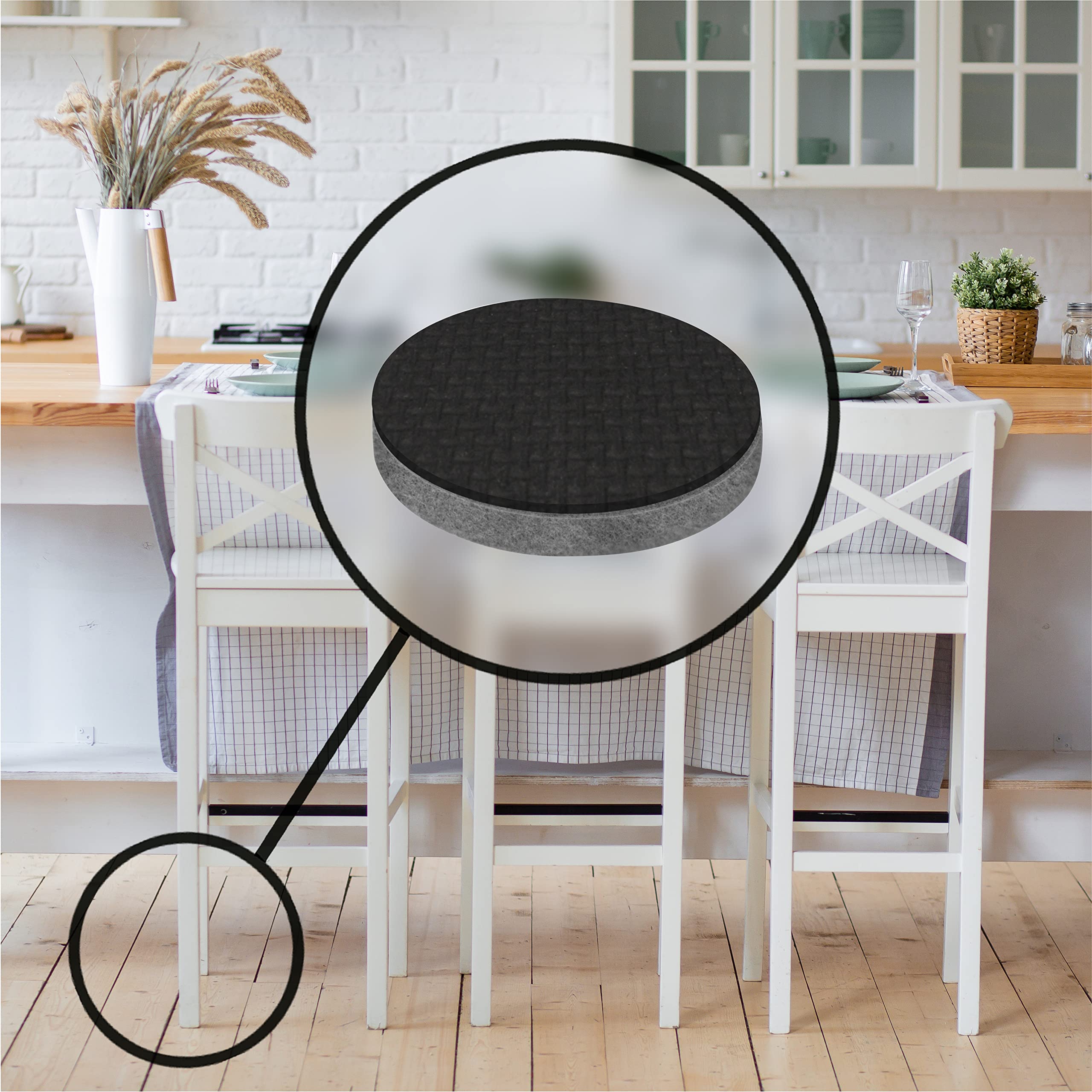 Slipstick Almohadillas de fieltro de lana de alta calidad para muebles protectores de suelo para sillas (1 pulgada redonda) incluye 200 almohadillas de fieltro gris con adhesivo superadherente,