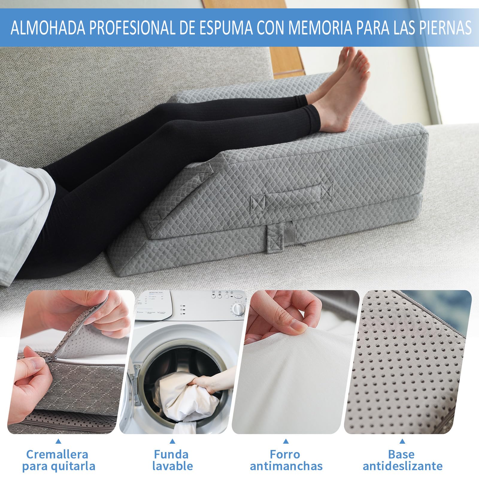 KingPavonini Almohada para Piernas Ajustables Elevación, para Hinchazón Después, Enfriamiento de Espuma de Memoria, Ergonomico, Circulación Sanguínea, Ciática Espalda Rodilla Tobillos Alivio del Dolor