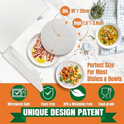 Miniatura 6 de Funda desechable para salpicaduras de microondas, 10 pulgadas, funda de papel para microondas para alimentos, sin BPA y no tóxico, protector de