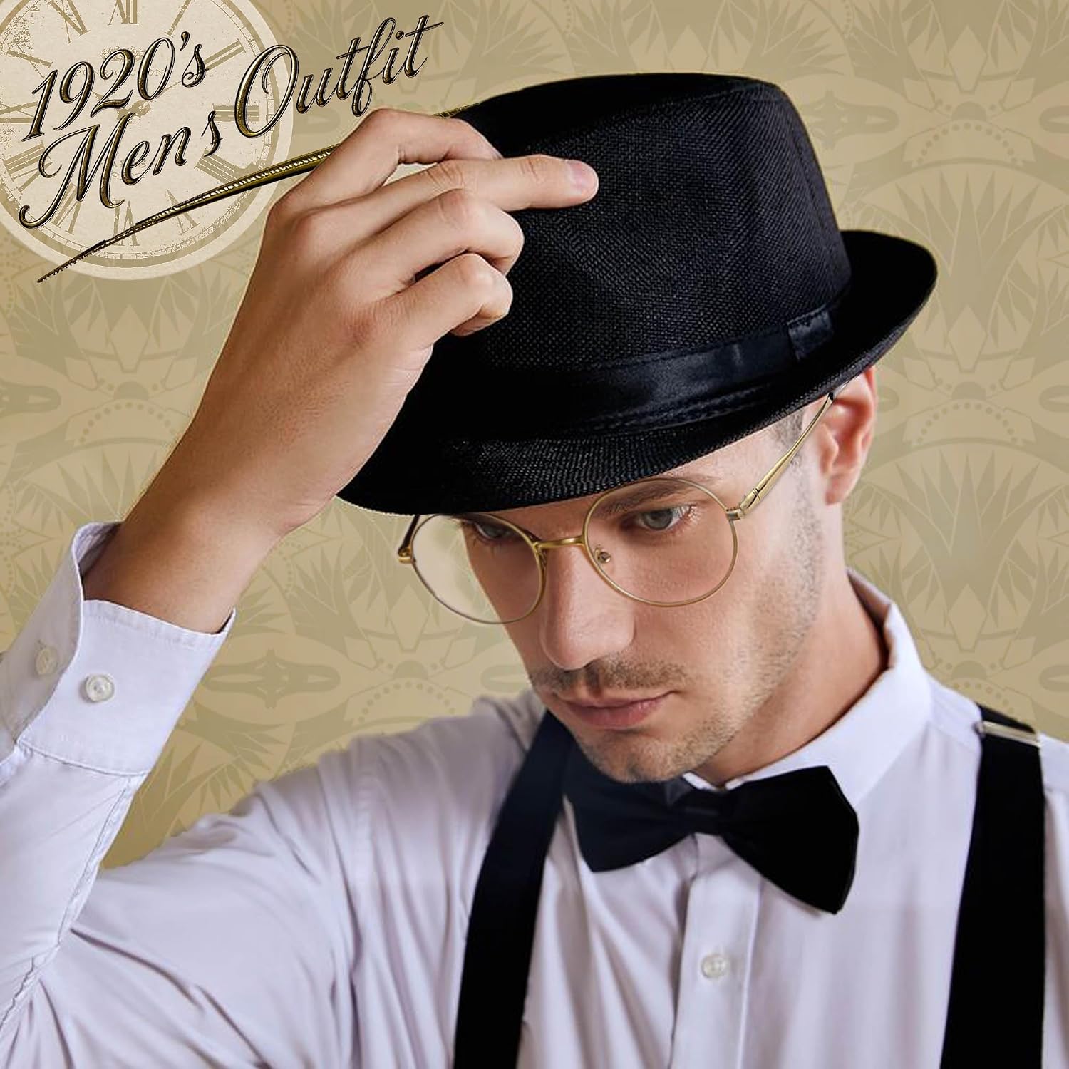1920s Mens Costume Roaring 20s Outfits for Men Harlem Nights Gangster Great Gatsby Accessories for Men