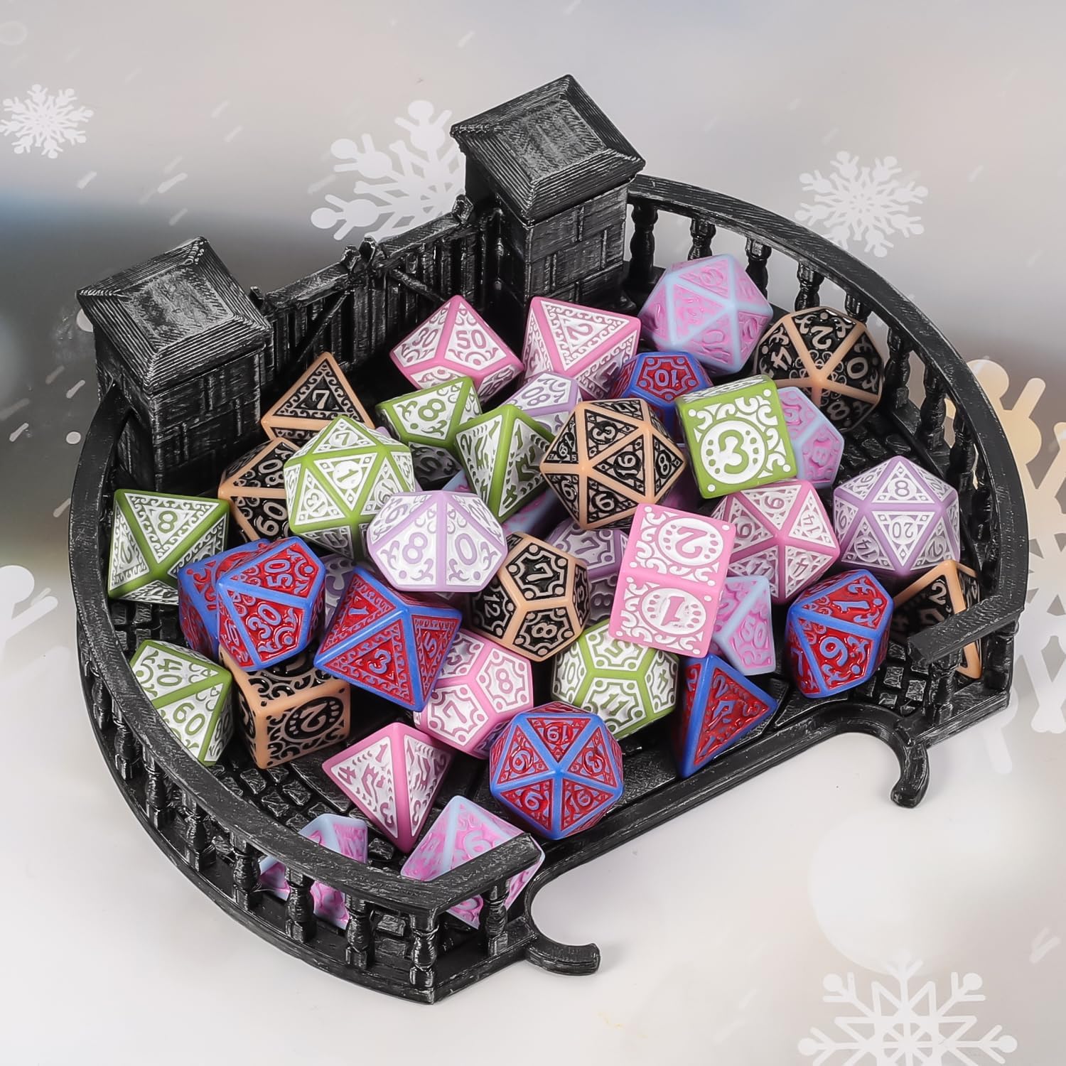 CiaraQ Polyhedral Dice Set - DND Role Playing Dice for Dungeons and Dragons RPG Table Games, Multi-Color, 42pcs