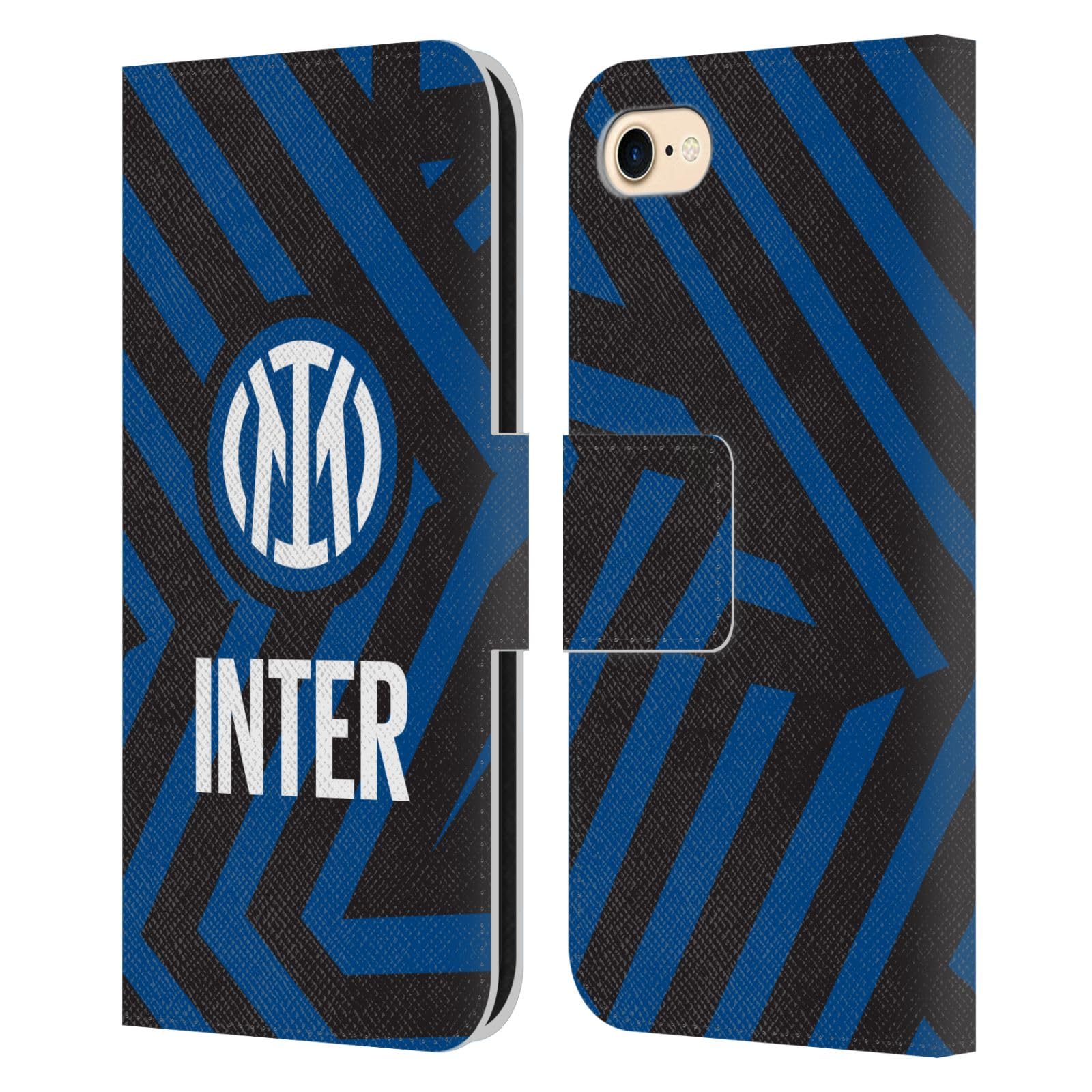 Head Case Designs Licenza Ufficiale Inter Milan Astratto 1 Modelli Custodia Portafoglio in Pelle Compatibile con Apple iPhone 7/8 / SE 2020 & 2022