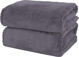 MOONQUEEN 2 Pack Quick Dry Microfiber Bath Towels - Ultra Soft Coral Velvet, Highly Absorbent for Bath, Gym, Yoga, Travel (Dark Grey, 27x55")