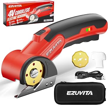 4V Cordless Electric Scissors with LED Light, Red